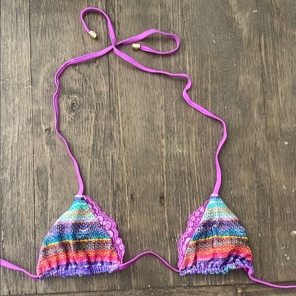 Beach Bunny Multicolor Striped Bikini Top
